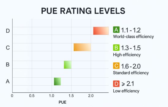 PUE 值範圍等級說明